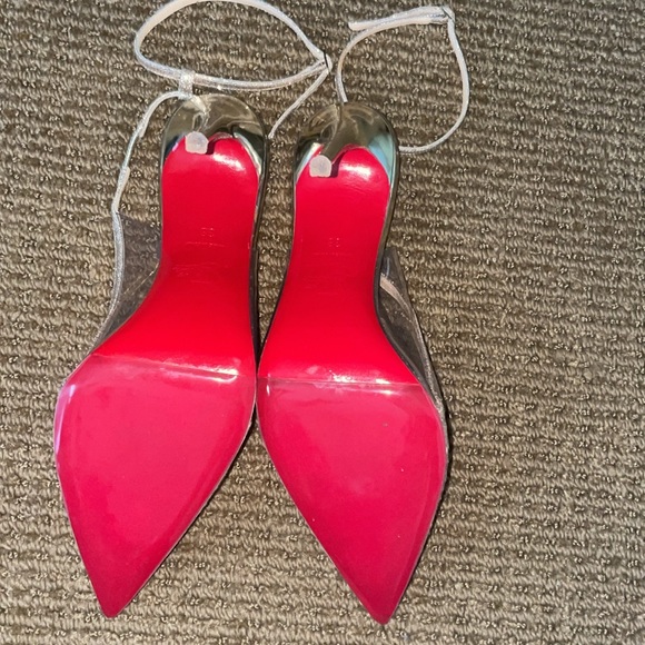 Christian Louboutin Optichoc 100 Glitter Platine ECU/PVC Heels, Size 38 - Picture 7 of 8